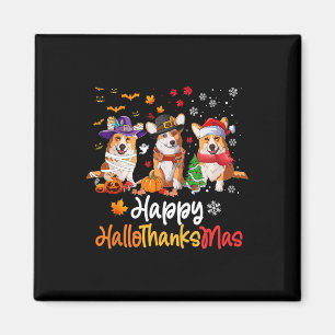 Corgi Dog Halloween Christmas Happy Hallothanksmas Magnet