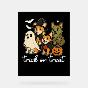Corgi Dog Halloween Costume Spooky Acrylic Sign