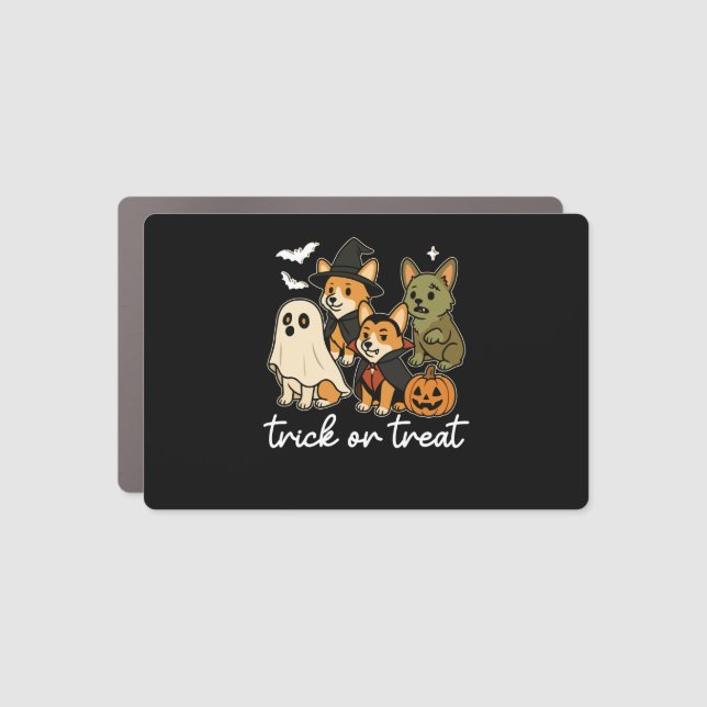 Corgi Dog Halloween Costume Spooky Car Magnet (Front)