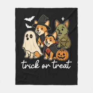 Corgi Dog Halloween Costume Spooky Fleece Blanket