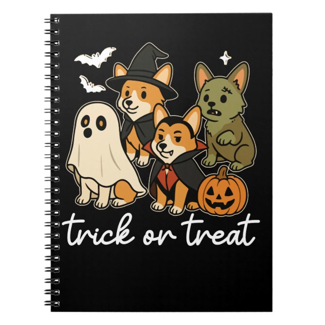 Corgi Dog Halloween Costume Spooky Notebook (Front)