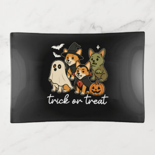 Corgi Dog Halloween Costume Spooky Trinket Tray