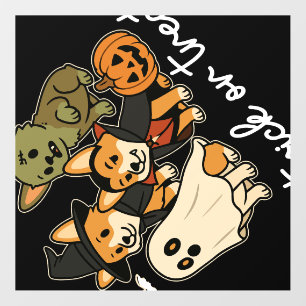 Corgi Dog Halloween Costume Spooky Wall Decal