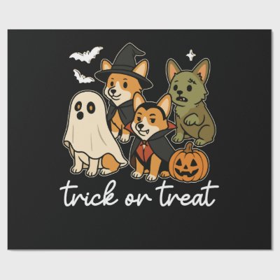 Corgi Dog Halloween Costume Spooky Wrapping Paper