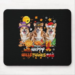 Corgi Dog Happy Halloween Thanksgiving Merry Chris Mouse Pad