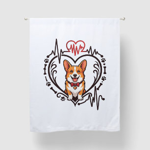Corgi Dog Heart Heartbeat Ekg Bow Tie Paws Blackout Curtains