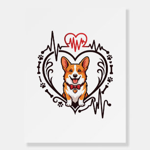 Corgi Dog Heart Heartbeat Ekg Bow Tie Paws Foam Board