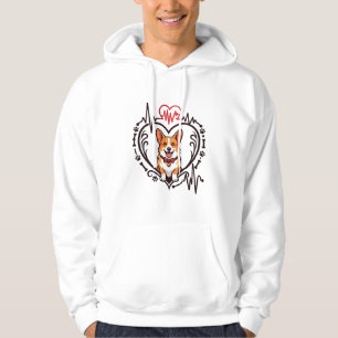 Corgi Dog Heart Heartbeat Ekg Bow Tie Paws Hoodie
