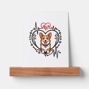 Corgi Dog Heart Heartbeat Ekg Bow Tie Paws Picture Ledge