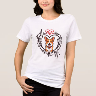 Corgi Dog Heart Heartbeat Ekg Bow Tie Paws Tri-Blend Shirt