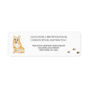 Corgi Dog Home Newly Weds Wedding Label