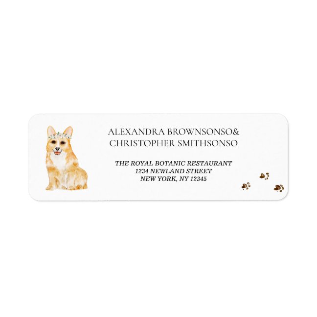 Corgi Dog Home Newly Weds Wedding Label