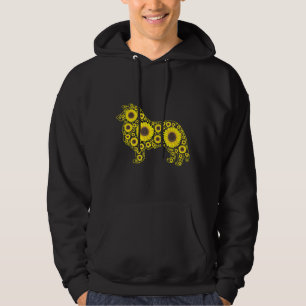 Corgi Dog I Love Mom Sunflower Corgi Hoodie