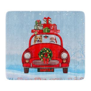 Corgi Dog In Car With Santa Claus Cutting Board