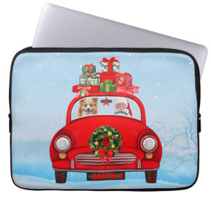 Corgi Dog In Car With Santa Claus Laptop Sleeve