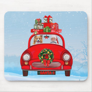 Corgi Dog In Car With Santa Claus Mouse Pad