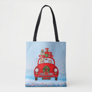 Corgi Dog In Car With Santa Claus Tote Bag