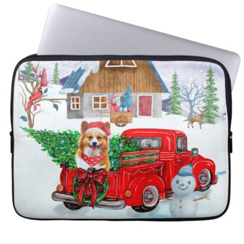Corgi Dog In Christmas Delivery Truck Snow Laptop Sleeve