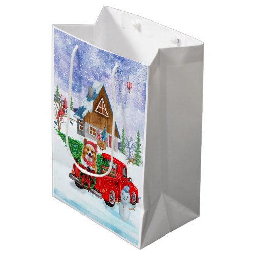 Corgi Dog In Christmas Delivery Truck Snow Medium Gift Bag