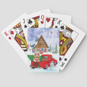 Corgi Dog In Christmas Delivery Truck Snow Poker Cards