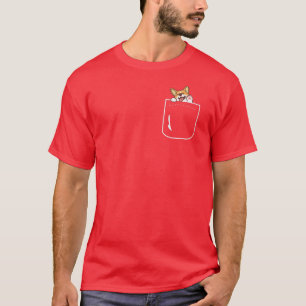 Corgi Dog In Pocket Funny Cute Puppy Big Happy Smi T-Shirt