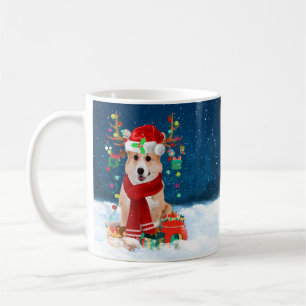 Corgi Dog in Snow with Christmas Gifts  Coffee Mug