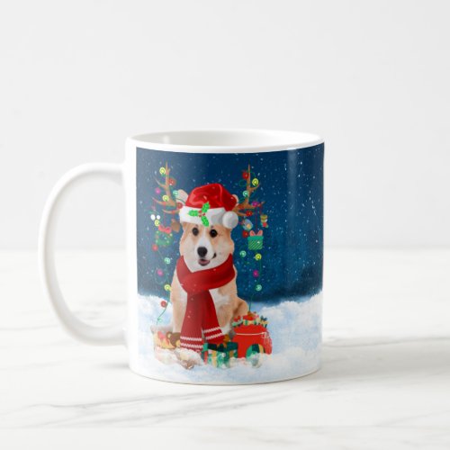 Corgi Dog in Snow with Christmas Gifts  Coffee Mug