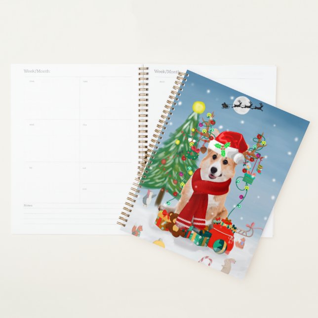 Corgi Dog in Snow with Christmas Gifts   Planner (Display)