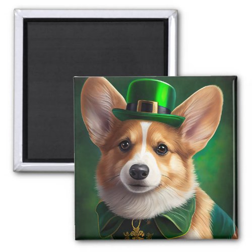 Corgi Dog in St Patricks Day Dress Magnet