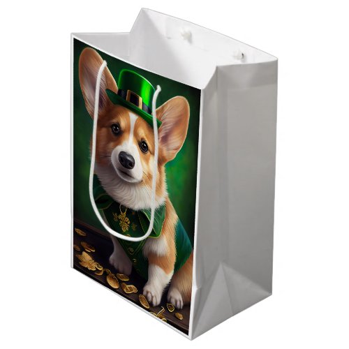 Corgi Dog in St Patricks Day Dress Medium Gift Bag