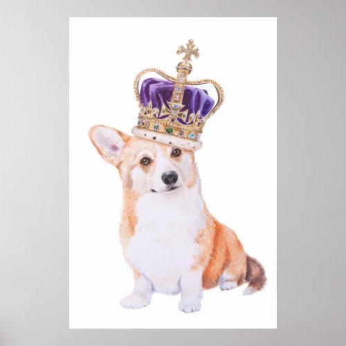 Corgi dog in the crown poster