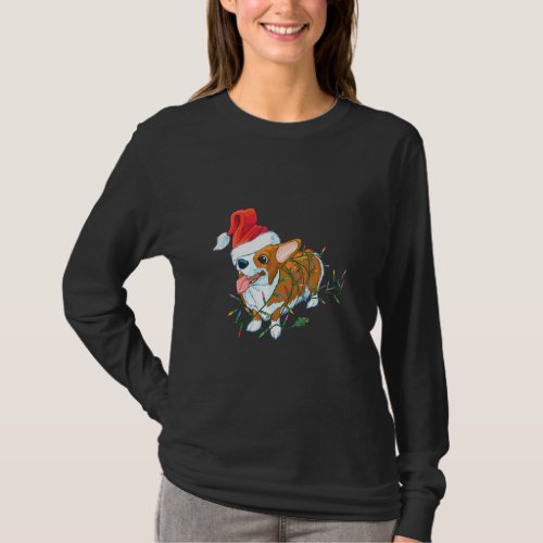 Corgi Dog Light Merry Corgmas Santa Corgi Ugly Chr T_Shirt