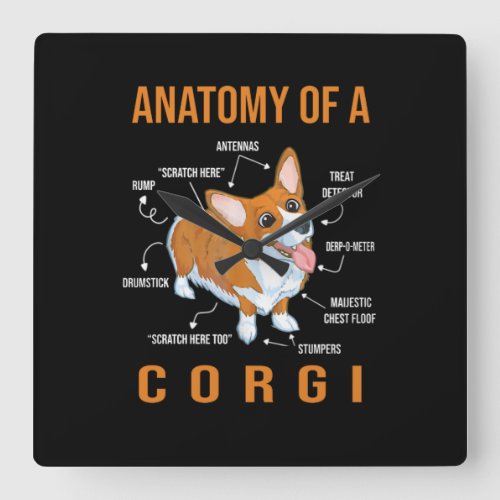 corgi dog lover funny  square wall clock