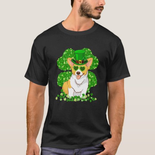 Corgi Dog Lover St Patricks Day Shamrock Puppy Co T_Shirt