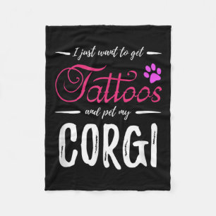 Corgi Dog Lover Tattoo Funny Dog Mom Gift Idea Fleece Blanket