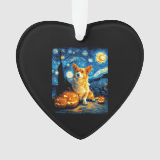 Corgi Dog Lovers Painting of van gogh starry night Ornament