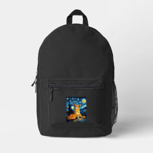 Corgi Dog Lovers Painting of van gogh starry night Printed Backpack