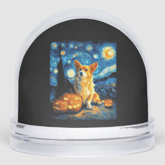 Corgi Dog Lovers Painting of van gogh starry night Snow Globe