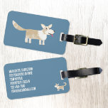 Corgi Dog Luggage Tag<br><div class="desc">Fun Pembroke Welsh Corgi dog on a teal green background.  Original art by Nic Squirrell.  Change the details on the back to personalize.</div>