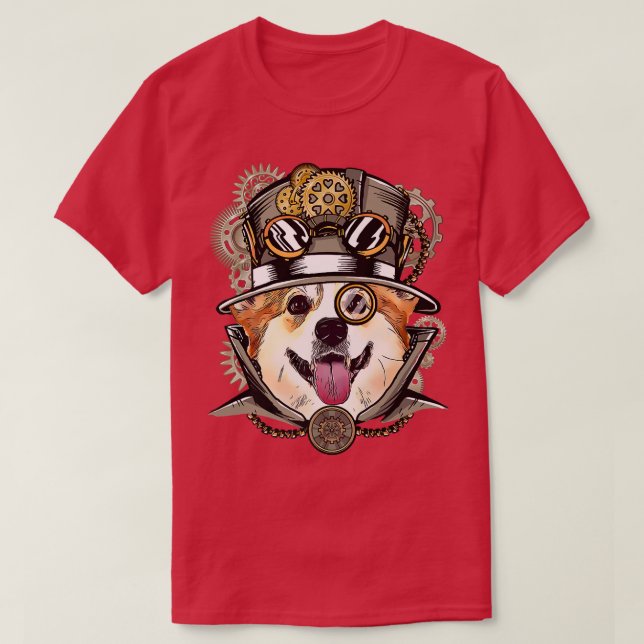 Corgi Dog Medieval Victorian Gothic Steampunk238 T-Shirt (Design Front)