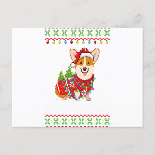 Corgi Dog Merry Corgmas Santa Corgi Ugly Christmas Announcement Postcard