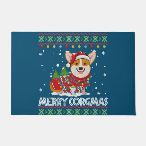 Corgi Dog Merry Corgmas Santa Corgi Ugly Christmas Doormat