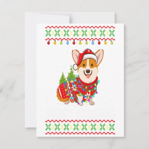 Corgi Dog Merry Corgmas Santa Corgi Ugly Christmas Invitation