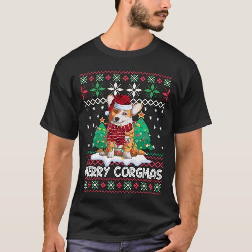 Corgi Dog Merry Corgmas Santa Corgi Ugly Christmas T_Shirt