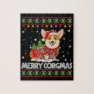 Corgi Dog Merry Corgmas Santa Jigsaw Puzzle