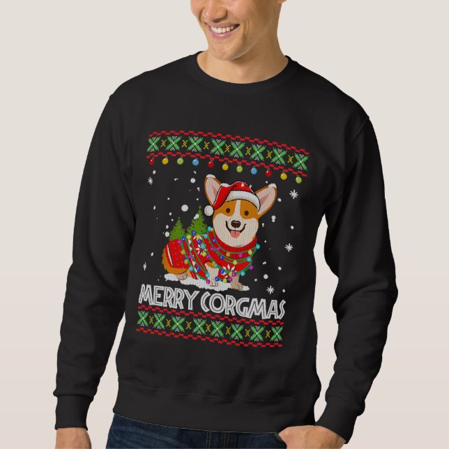 Corgi Dog Merry Corgmas Santa Sweatshirt (Front)