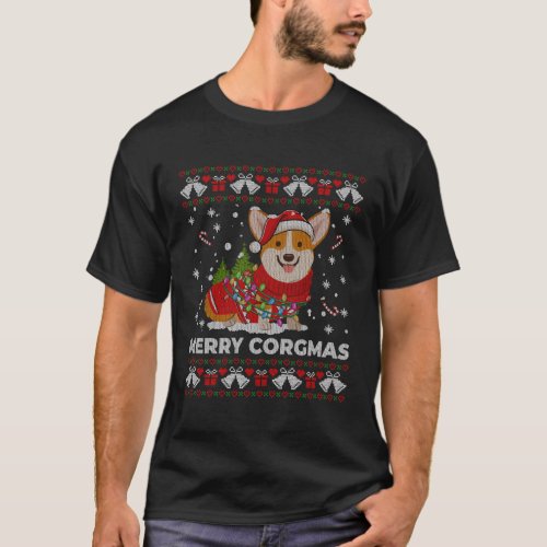 Corgi Dog Merry Corgmas Ugly T_Shirt