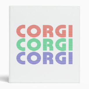 Corgi Dog Modern Colorful Text 3 Ring Binder