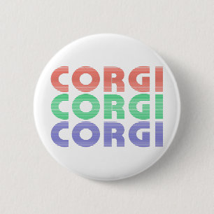 Corgi Dog Modern Colorful Text Button