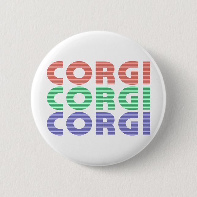 Corgi Dog Modern Colorful Text Button (Front)
